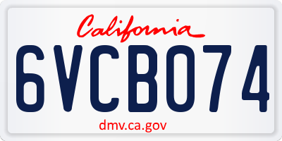 CA license plate 6VCB074