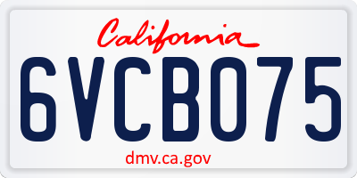 CA license plate 6VCB075