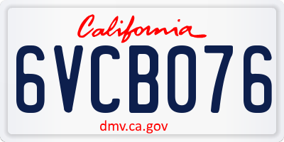 CA license plate 6VCB076