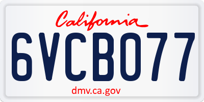 CA license plate 6VCB077