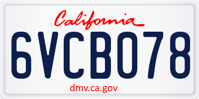 CA license plate 6VCB078