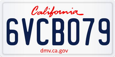 CA license plate 6VCB079