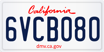CA license plate 6VCB080