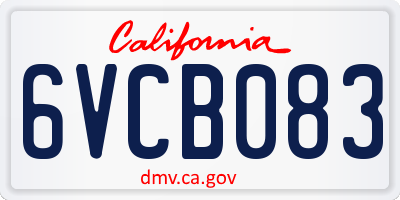 CA license plate 6VCB083