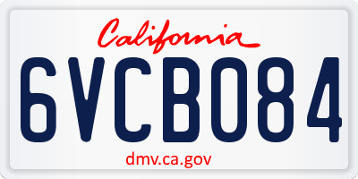 CA license plate 6VCB084