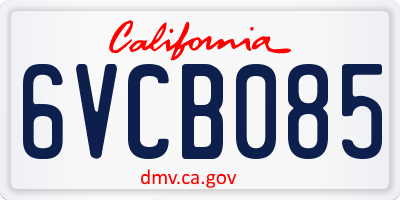 CA license plate 6VCB085
