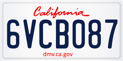 CA license plate 6VCB087