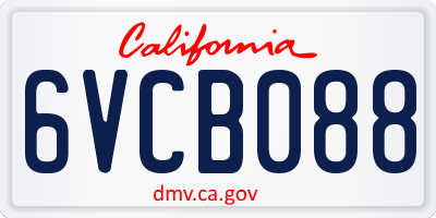 CA license plate 6VCB088