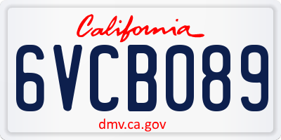 CA license plate 6VCB089