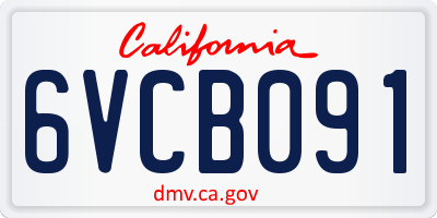CA license plate 6VCB091