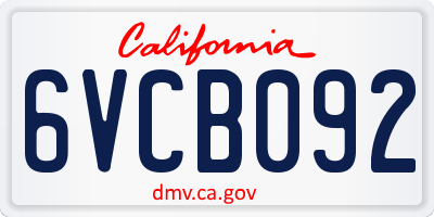 CA license plate 6VCB092