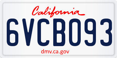 CA license plate 6VCB093