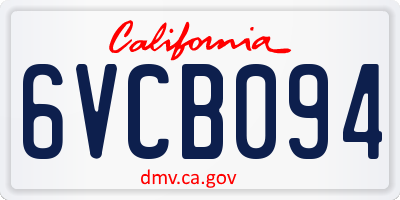 CA license plate 6VCB094