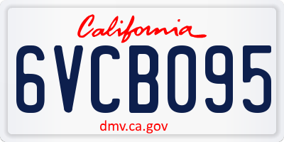 CA license plate 6VCB095