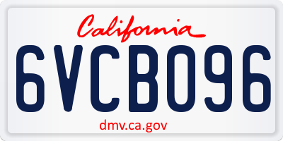 CA license plate 6VCB096
