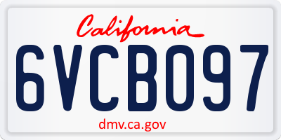 CA license plate 6VCB097