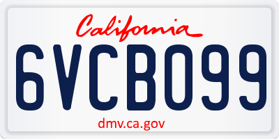 CA license plate 6VCB099