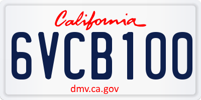 CA license plate 6VCB100