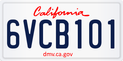 CA license plate 6VCB101