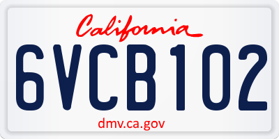 CA license plate 6VCB102