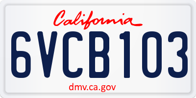CA license plate 6VCB103