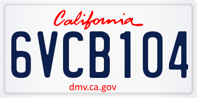 CA license plate 6VCB104