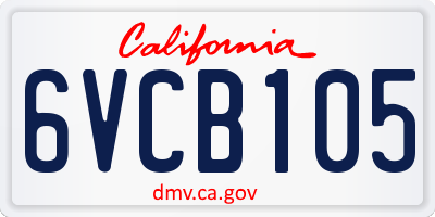 CA license plate 6VCB105
