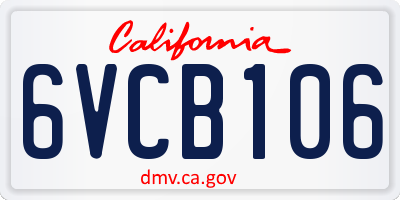 CA license plate 6VCB106