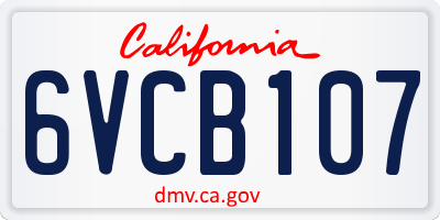 CA license plate 6VCB107