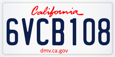 CA license plate 6VCB108