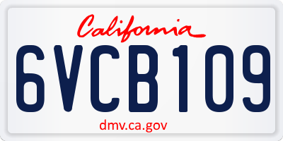 CA license plate 6VCB109