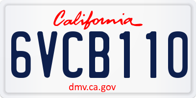 CA license plate 6VCB110