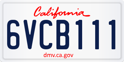 CA license plate 6VCB111