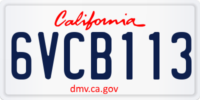 CA license plate 6VCB113