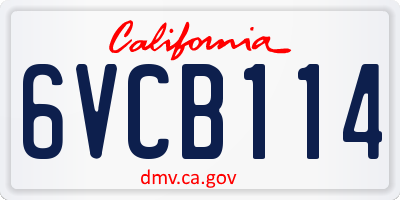 CA license plate 6VCB114