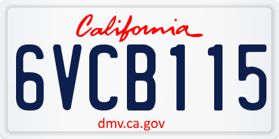 CA license plate 6VCB115