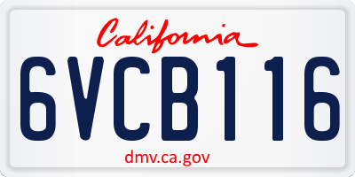 CA license plate 6VCB116