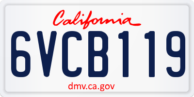 CA license plate 6VCB119