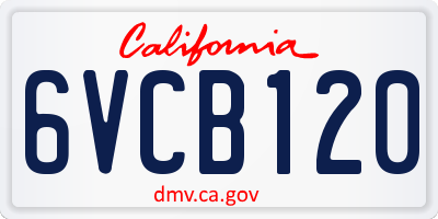 CA license plate 6VCB120