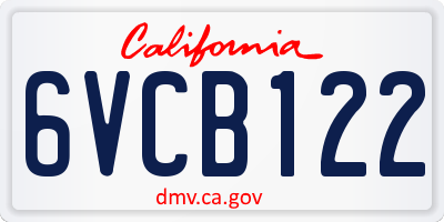 CA license plate 6VCB122