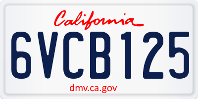 CA license plate 6VCB125