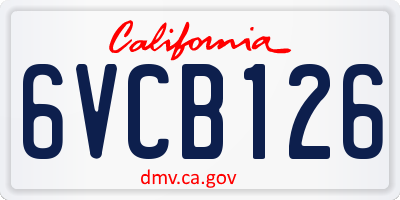 CA license plate 6VCB126
