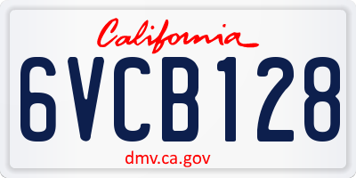 CA license plate 6VCB128