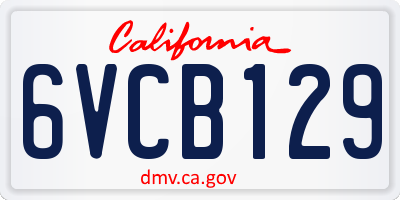 CA license plate 6VCB129