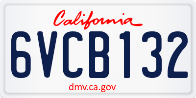 CA license plate 6VCB132