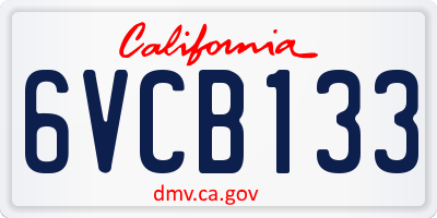 CA license plate 6VCB133