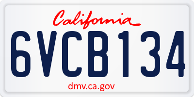 CA license plate 6VCB134