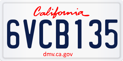 CA license plate 6VCB135