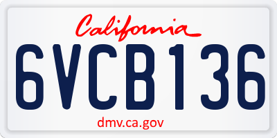 CA license plate 6VCB136