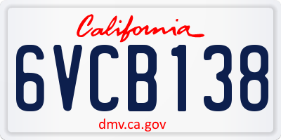 CA license plate 6VCB138